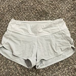 White/grey lululemon speed up shorts size 2